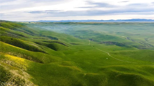 a view of a field with an ocean
