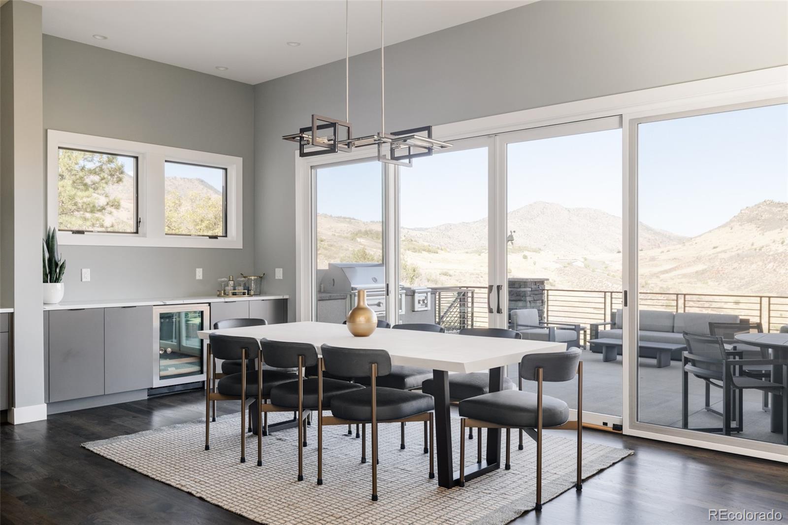 15480 Dinosaur Ridge Road Morrison, CO 80465 - Photo 10 of 50 a dining room with furniture window and wooden floor
