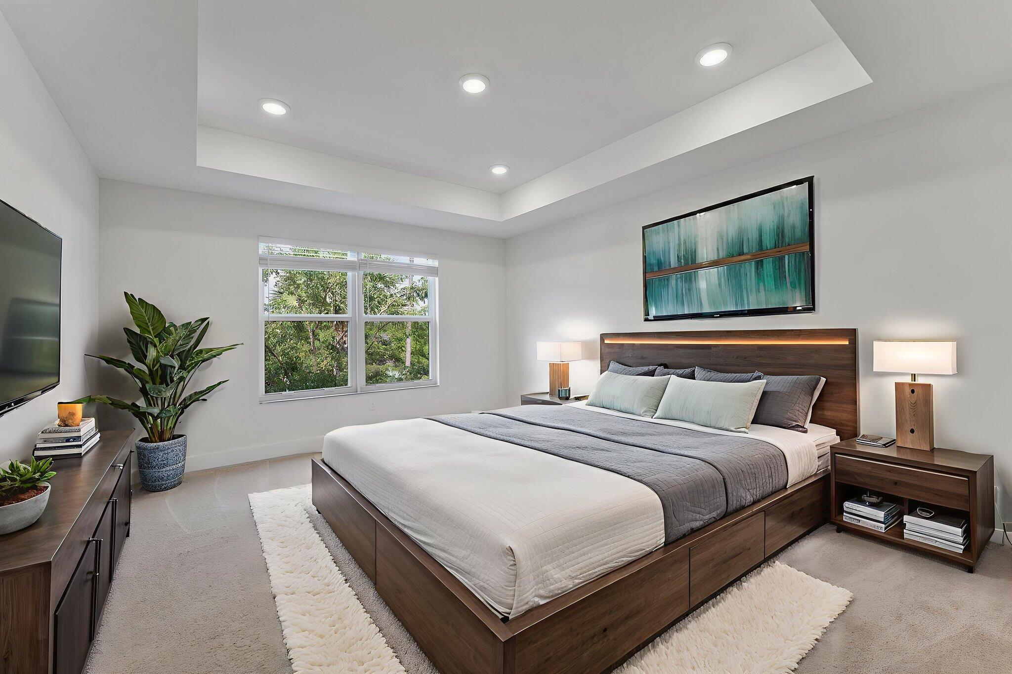 247 Preserve Trail North Stuart, FL 34994 - Photo 13 of 34 a bedroom with a large bed and a potted plant