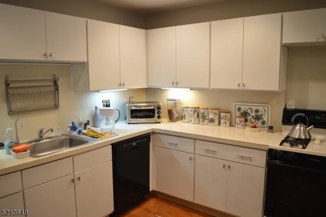 a kitchen with a sink dishwasher and white cabinets