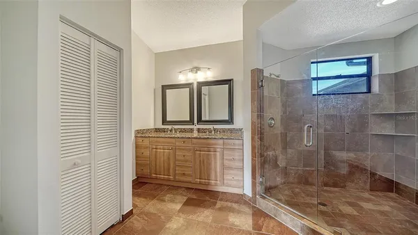 a bathroom with a shower