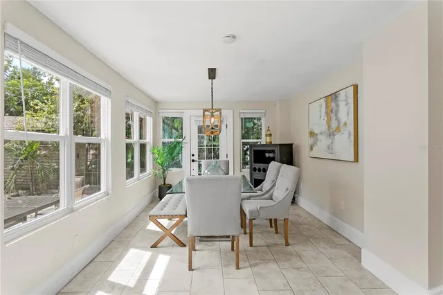 a view of hallway with windows