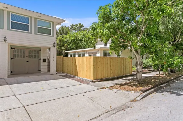 a backyard of a house with lots of green space