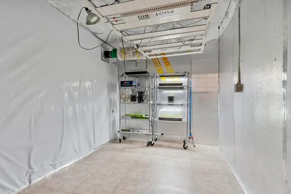 a view of a room with storage