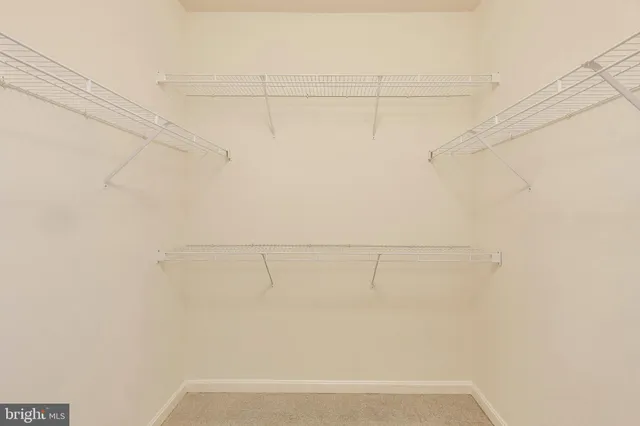 a view of a room with racks on the wall