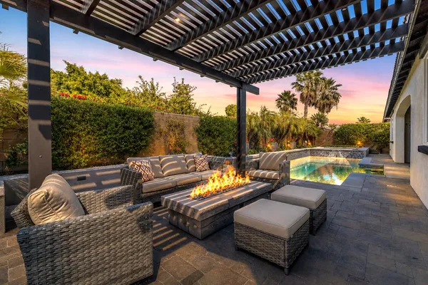 a view of a balcony with an outdoor space
