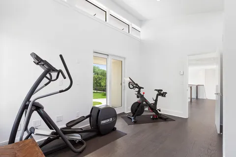 a view of a room with gym equipment
