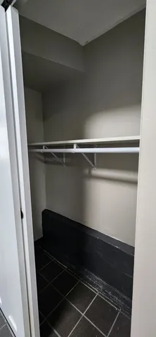a view of an empty walk in closet