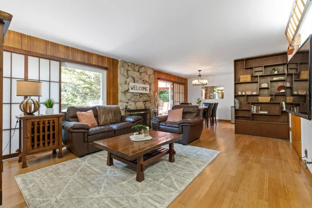 a living room with furniture and a couch