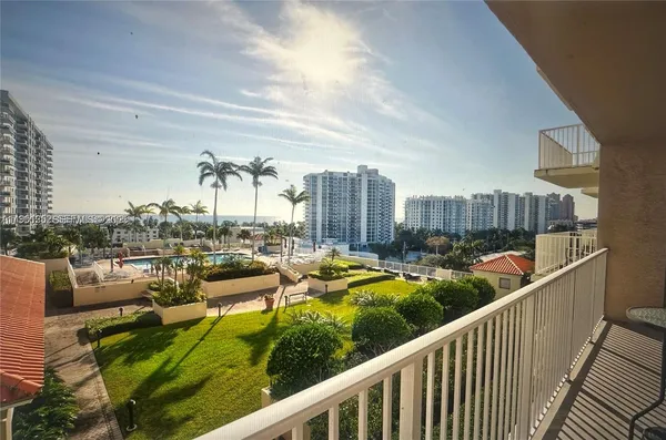 a view of a city from a balcony