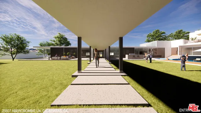 a swimming pool with outdoor seating and yard