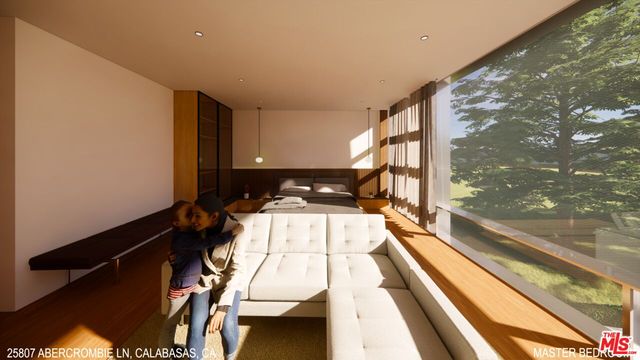 a view of a balcony with wooden floor