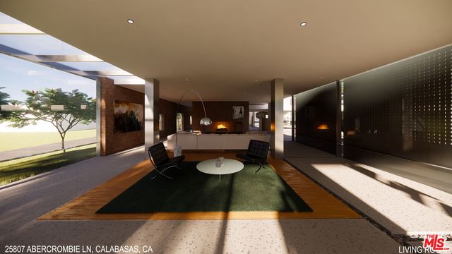 a lobby with furniture and window