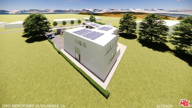 a view of a swimming pool with an ocean view