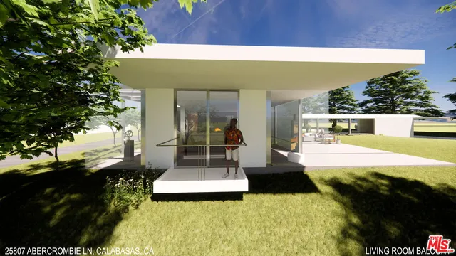 a view of a swimming pool with an outdoor seating