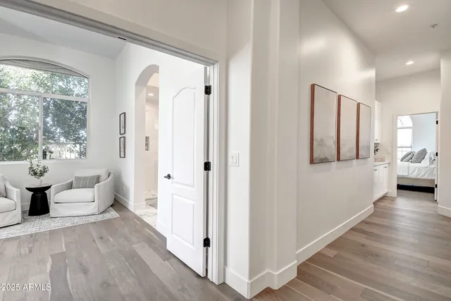 a view of a backyard with sitting area