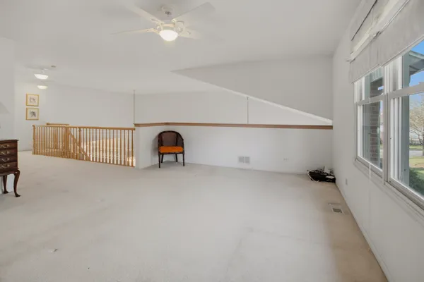 a view of a room with a window