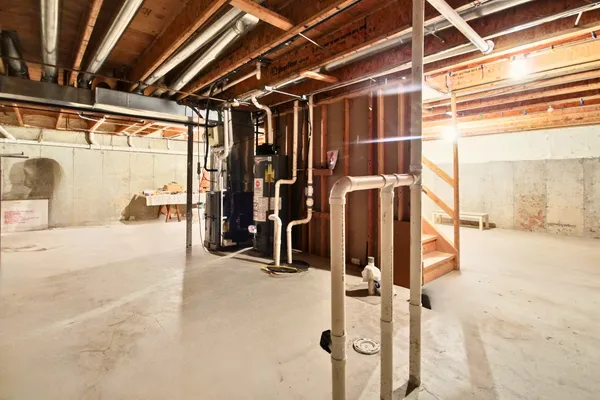 a view of a room with wooden walls