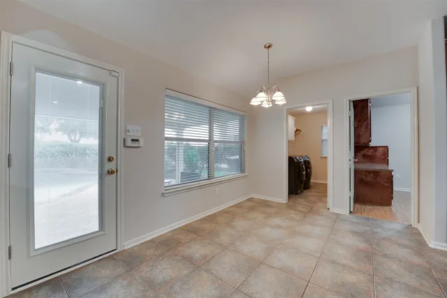a view of a livingroom with a chandelier