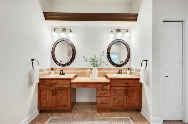 a bathroom with a bathtub and a sink