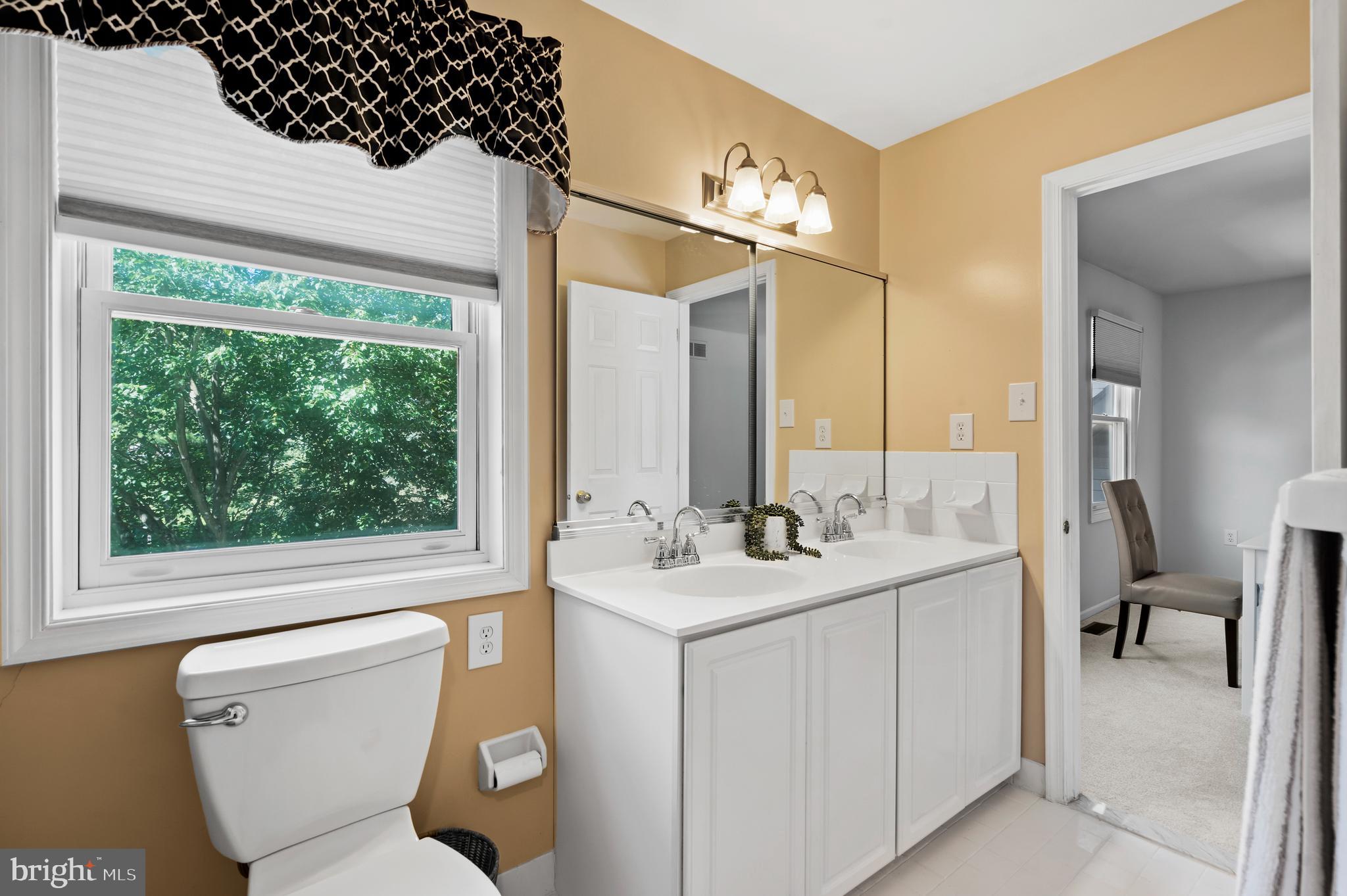 75 Bittersweet Drive Doylestown, PA 18901 - Photo 43 of 65 a bathroom with a sink a toilet a large mirror and a window