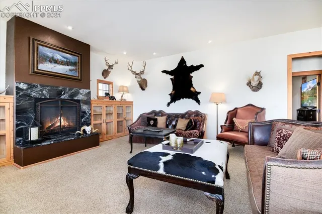 a view of a living room and dining room