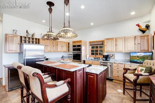 a bedroom with a bed and couch