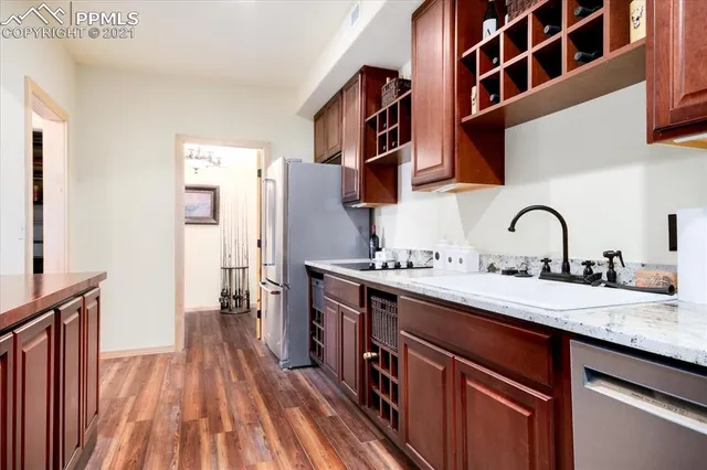 a room with furniture and air hockey table