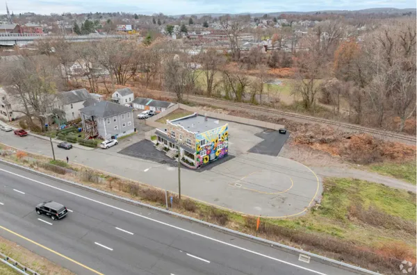 an aerial view of a house