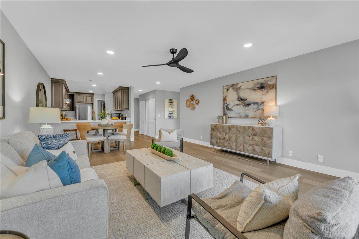 1685 Bayridge Way, Unit 204 San Mateo, CA 94402 - Photo 15 of 28 a living room with furniture and a ceiling fan