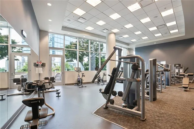 a view of a room with gym equipment