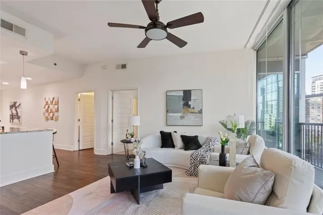 a living room with furniture