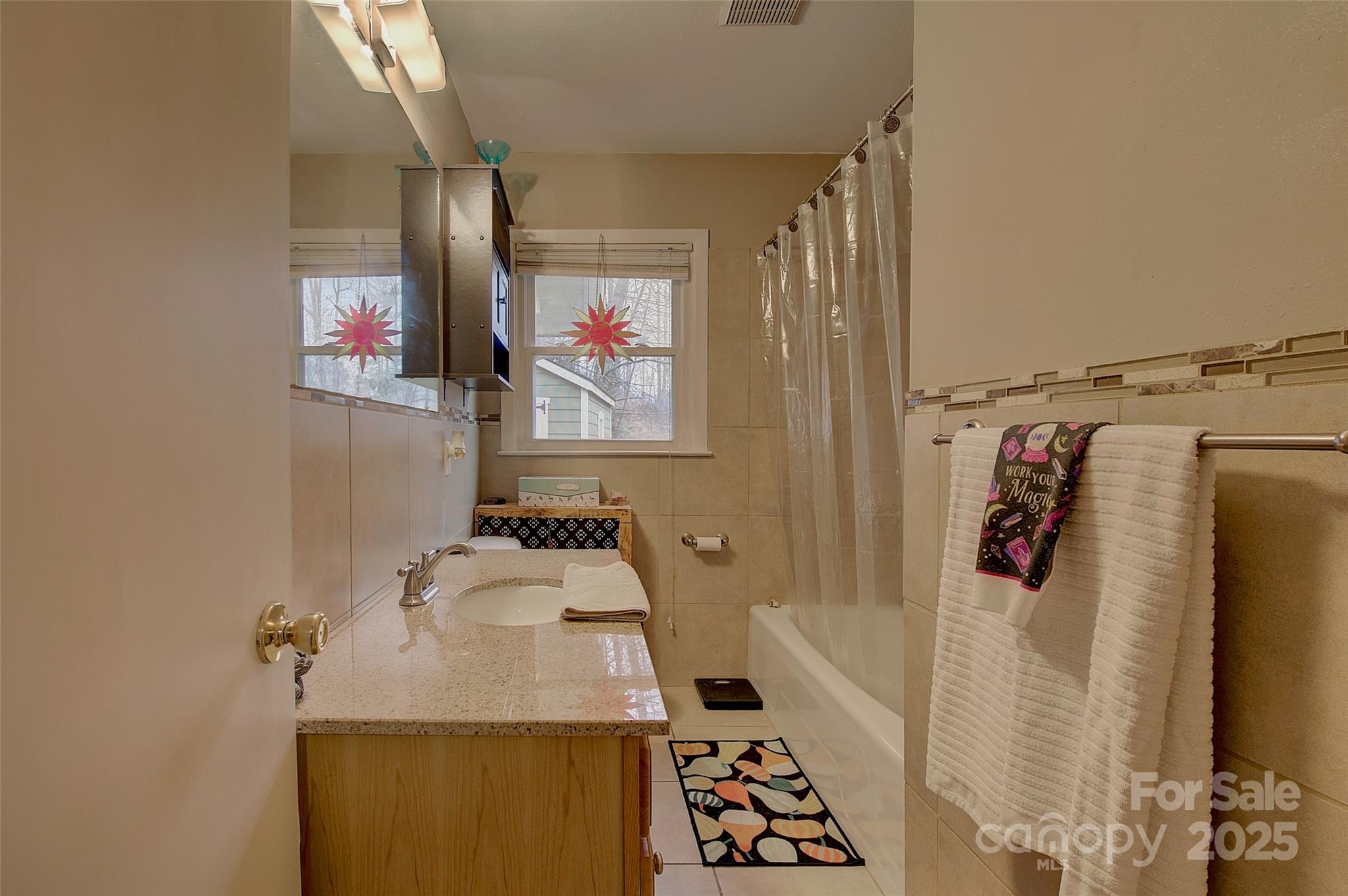 583 Deer Park Lake Road Spruce Pine, NC 28777 - Photo 12 of 24 a bathroom with a sink and mirror with bathtub