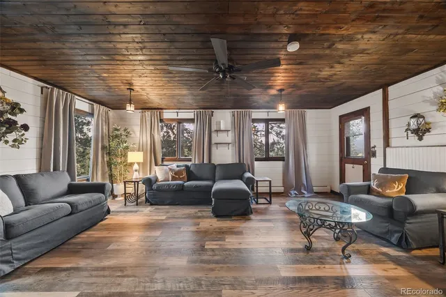 a living room with furniture