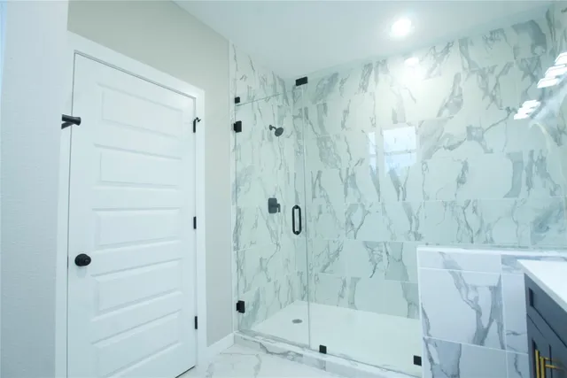 a bathroom with a shower