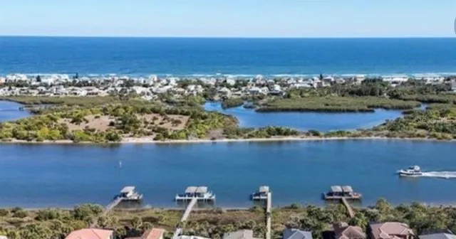a view of a city and ocean view