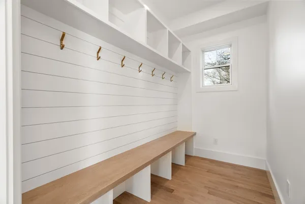 a view of small space with wooden floor