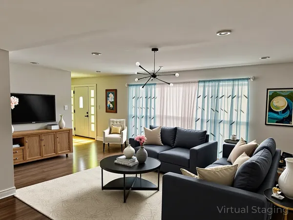 a living room with furniture and a flat screen tv