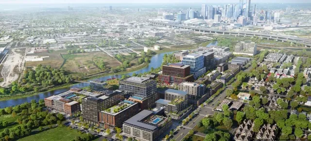 an aerial view of multiple house