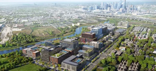 an aerial view of multiple house