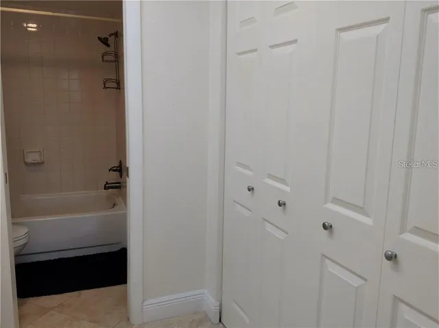 a bathroom with a bathtub