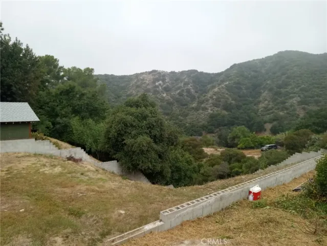 a view of a dry yard with mountain
