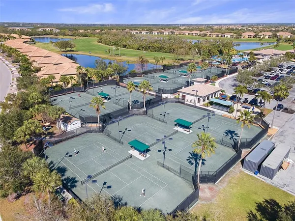 an aerial view of tennis court