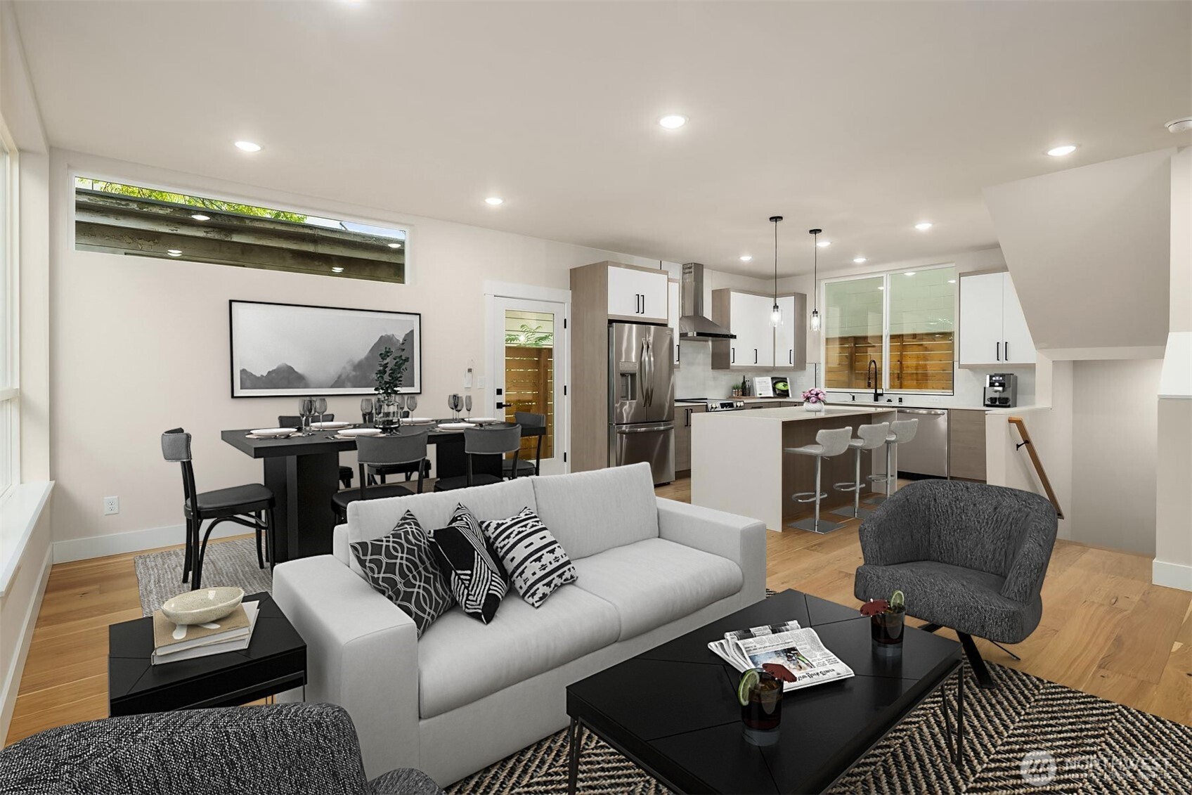 1319 14th Avenue South, Unit A Seattle, WA 98144 - Photo 4 of 27 a living room with furniture and kitchen view