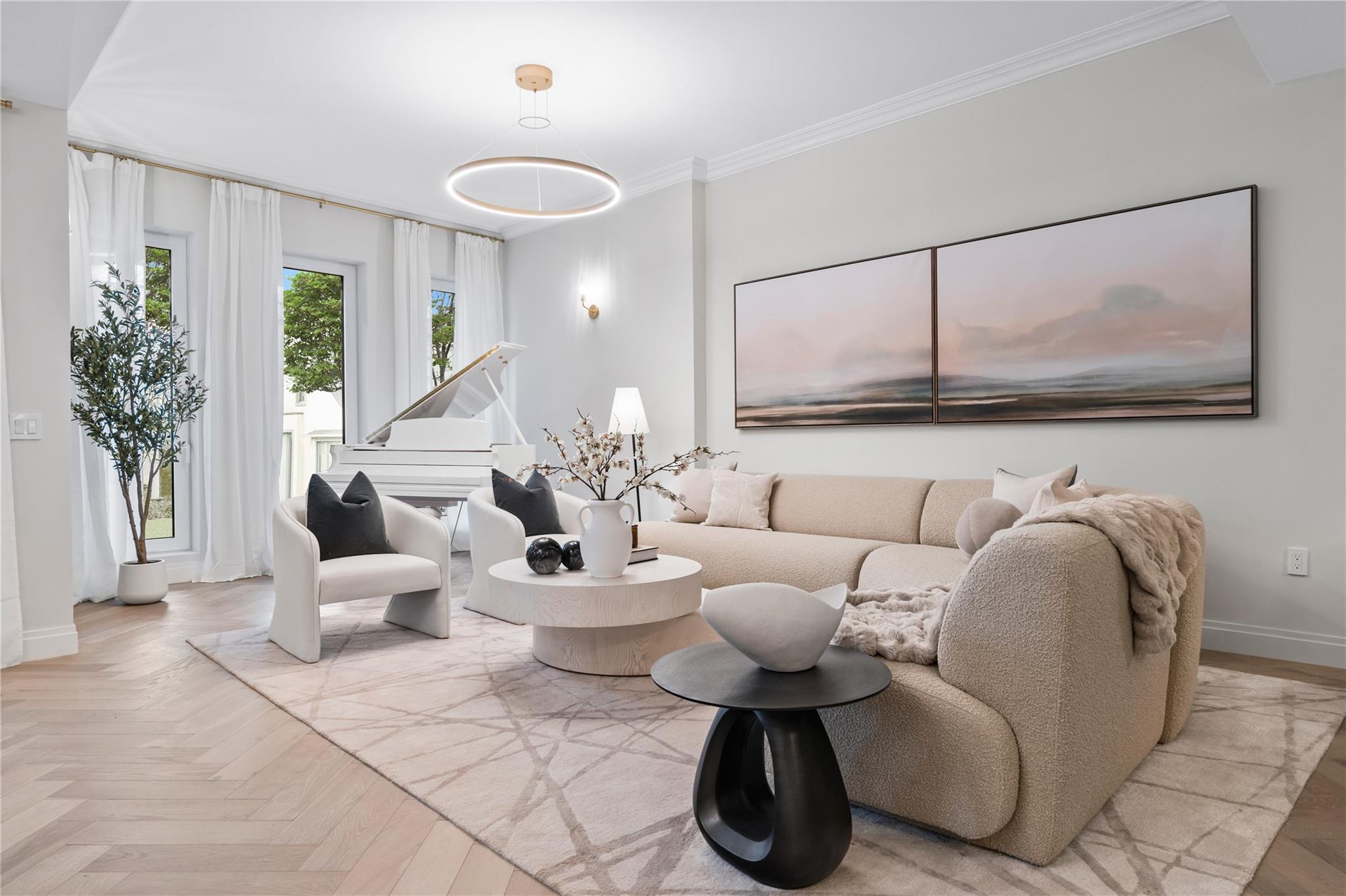 78-29 Austin Street, Unit TH7 Queens, NY 11375 - Photo 6 of 25 Living area featuring baseboards and ornamental molding