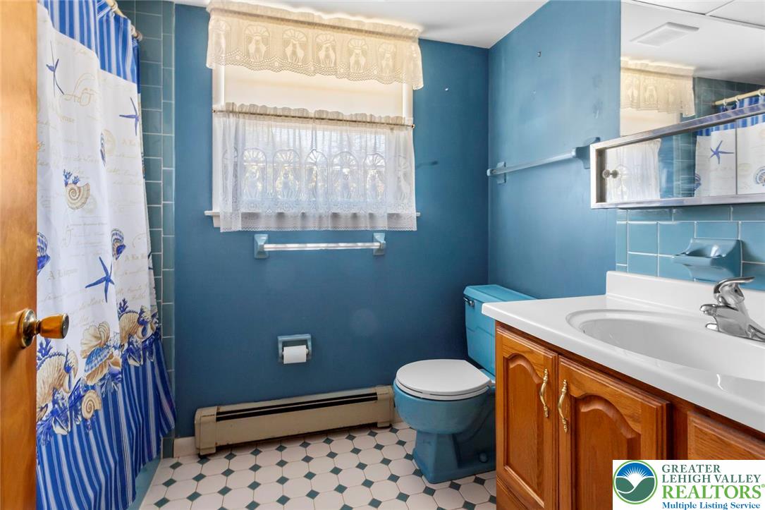 919 Breidinger Road Nazareth, PA 18064 - Photo 21 of 33 a bathroom with a sink a toilet and a mirror