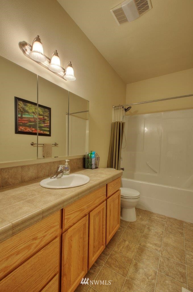 5809 Stringtown Road East Eatonville, WA 98328 - Photo 16 of 28 a bathroom with a sink a toilet and shower