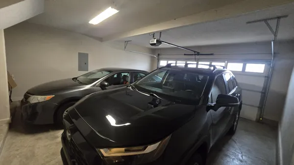 a view of car in garage