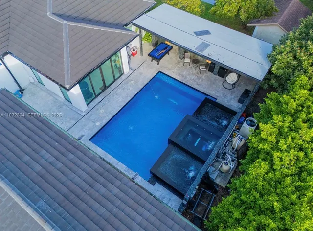 an aerial view of a house