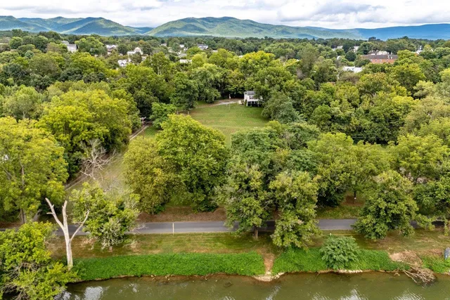 a view of a lake with a mountain in the background